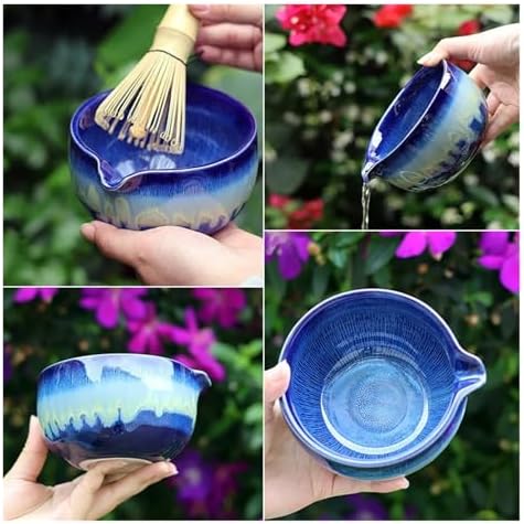 5-8pcs Matcha Tea Set Handmade Vintage Bowl Whisk Spoon Holder Accessories(5PCS-BU) - Image 3