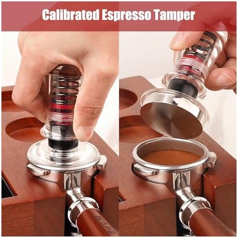 Espresso Coffee Tamper, Spring-loaded Calibrated Tamper With Premium Flat Stainless Steel Base, Acrylic Handle Tamper(53.3mm) - Image 4