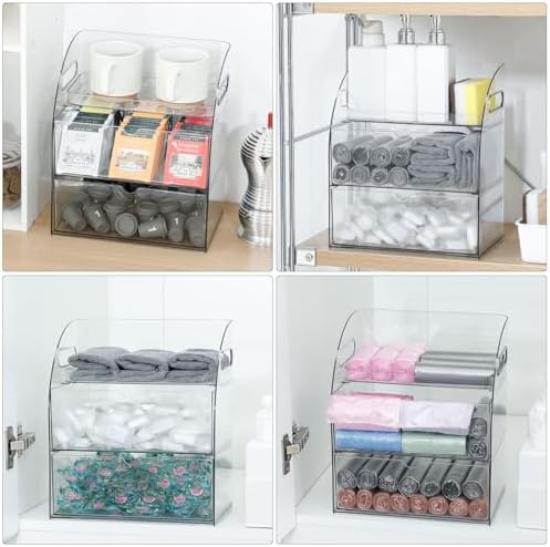 Clear Kitchen and Pantry Organizer with Drawers, Plastic - Image 5