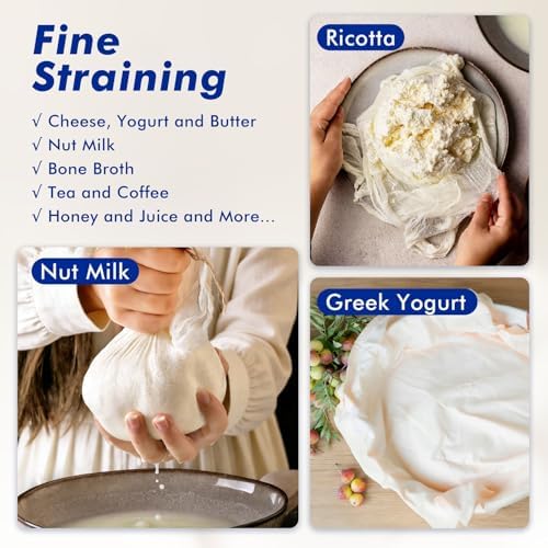 8 PCS Reusable Cheesecloth, Grade 100, 20x20 Inch Hemmed Cheese Cloth for Straining Craft, 100% Cotton Unbleached Cloth Strainer for Cooking, Baking, Juicing, Cheese Making (Pack of 2) - Image 4