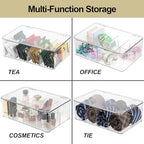 ZEXALOR Plastic Clear Storage Containers, Set of 2 Tea Bag Organizer Boxes 8 Compartments with Lids, Underwear Tie Drawer Organizer, Dresser Organizer (10.8×7×3.7") - Image 6