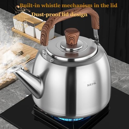 5l Modern Whistling Tea Kettle - Ergonomic 316 Stainless Steel Stovetop Kettle For Fast Boiling, Durable & Stylish, Perfect For Home Or Kitchen Use Sliver 5.3 Quarts - Image 6