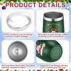 Nuogo 16 Set Colorful Christmas Tumblers with Lids and Straws and Spoons 12 oz Funny Stainless Steel Wine Tumbler Xmas Mugs Bulk Gifts for Coworker Teacher Women Men Holiday Party Decoration - Image 6