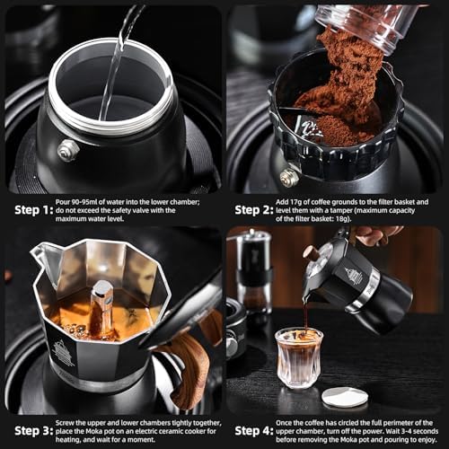 Bincoo Stovetop Espresso Maker 2 Cups - Classic Aluminum Italian Coffee Maker,2Cups Moka Pot for Italian and Cuban Café Brewing, Double Valve Extraction - Image 6