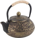 JTLB 900ml Japanese Cast Iron Kettle Teapot, Removable Infuser Strainer Tea Pot, Aesthetic Peony Pattern, for Loose or Bagged Tea, Ergonomic Design by Unknown