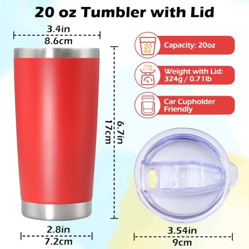 20oz Tumbler Insulated Tumblers Vacuum Coffee Mug with Lid Red 12Pack - Image 5