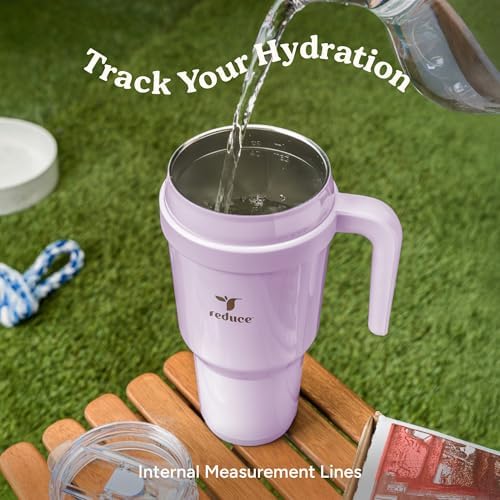 REDUCE Cold1 40 oz Tumbler with Handle - Vacuum Insulated Stainless Steel Water Bottle for Home, Office or Car, Reusable Mug with Straw or Leakproof Flip Lid, Keeps Drinks Cold All Day- Oahu Blue - Image 6