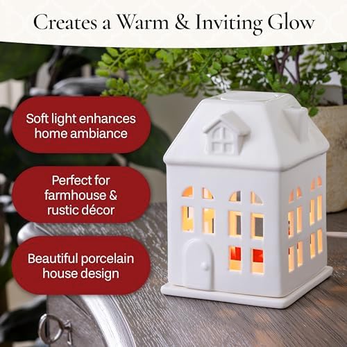Candle Warmers Etc. Porcelain House Canopy Fragrance Warmer – Use with Any Wax Melts - Image 4