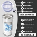 20oz Tumbler Insulated Coffee Tumblers with Lid Stainless Steel White 8P - Image 3