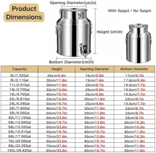 201 Stainless Steel Milk Bucket with Spigot 5L Water Jug Dispenser Can Pail - Image 7