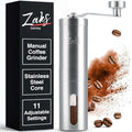 ZaksCoffee Manual Coffee Grinder Stainless Steel Core – Hand Coffee Grinder with 11 Adjustable Settings, Durable Handle and Knob, Portable and Quiet Design for Travel or Home Brewing by Unknown