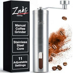 ZaksCoffee Manual Coffee Grinder Stainless Steel Core – Hand Coffee Grinder with 11 Adjustable Settings, Durable Handle and Knob, Portable and Quiet Design for Travel or Home Brewing by Unknown