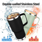 20 oz Tumbler with Handle Stainless Steel Insulated Coffee Tumbler with Lid and Straw Double Wall Vacuum Insulated Coffee Mug Leak Proof Travel Mug Tumbler for Hot and Cold Drink (Black,4pack) - Image 3