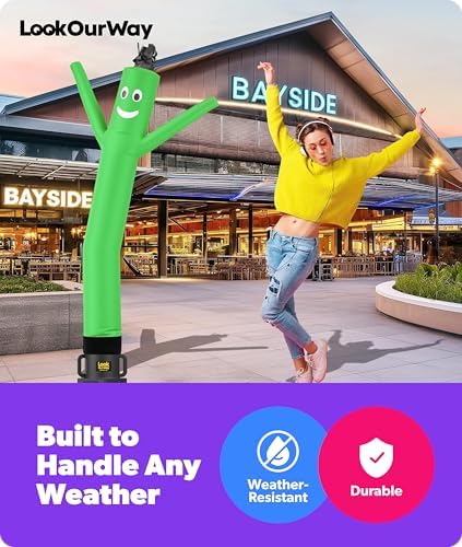 LookOurWay Air Dancers Wacky Waving Inflatable Tube Man Attachment - 7 Feet Tall Advertising Air Dancer Waving Man Inflatable Tube Guy - Blower Not Included - Green - Image 5