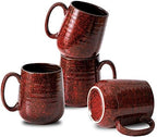 Hasense Red Coffee Mugs Set of 4, 12 oz Coffee Cups Ceramic, Latte Mug with Large Handle for Coffee, Tea, Milk and Chocolate,Easy Hold & Clean, Dishwasher & Microwave Safe by Hasense