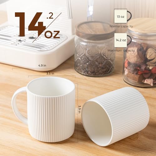 theterra Ceramic Coffee Mugs Set of 6, 14.2 oz Coffee Cups with Handle - Image 2