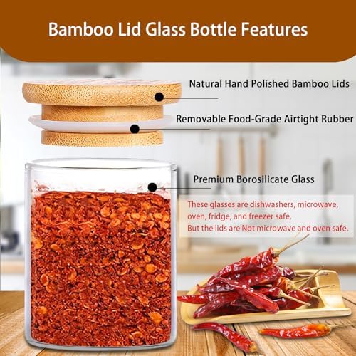 SLifeJars-Spice Jars with Label, 7.5 oz 20pcs Spice Containers Glass Jars with Bamboo Lids, Seasoning Containers Bottles,Airtight Empty Spice Jars for Spice Rack, Drawer,Cabinet,Pantry - Image 3