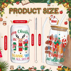 Vesici 6 Set Christmas Teacher Appreciation Gifts Glass Cups with Lid Straw - Image 3