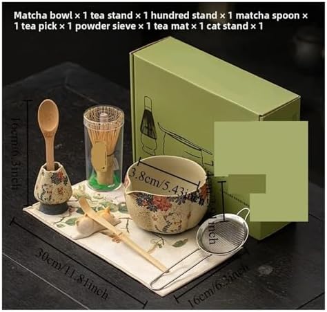 Matcha Eight Piece Set Bowl Tea Whisker Ceramic Mouth Tool Gift(A) - Image 2