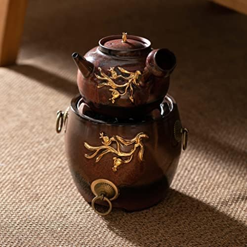 Tea Pots For Loose Tea Colored Gold Engraving Soaking Teapot Red Kiln Variable Burning Tea Tea Set Household Craft Teapot Tea Infuser Pot(B) - Image 7