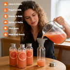 Sursip 16 oz Glass Juice Bottles with Lids, 8 Pack - Image 3