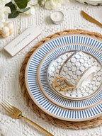 7 Oz Bone China Blue Tea Cup and Saucer Service for 4, Afternoon Porcelain Tea Set with Teapot, Tea Sets For Women Tea Party. - Image 2