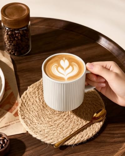 famiware Coffee Mug Set of 8, Star 12 oz Ceramic Mugs Cups Set with Handle - Image 2