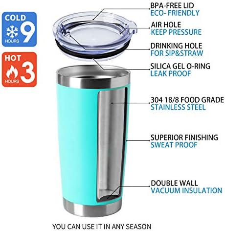 HASLE OUTFITTERS 20oz Tumblers Bulk Stainless Steel Cup with Lid Double Wall Vacuum Insulated Coffee Mug for Cold & Hot Drinks 8 Pack, Light Blue - Image 4