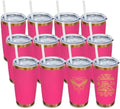 20 oz Tumbler Bulk Stainless Steel Tumblers with Lids and Straws Rosy by MetalyaTumblers