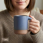 TOMO Mugs Set of 2, 12oz Modern Stoneware Coffee Mugs, Large Handle Ceramic Drinkware - Harbor Blue - Image 6