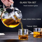 Teapot Clear Borosilicate Glass Teapot with Removable 304 Stainless Steel Filter Loose Leaf Teapot Kettle Tea Pots Coffee Pot, 650ML (OneColor 950ML) - Image 4