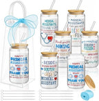 Mumufy 6 Sets Medical Assistants Glass Cups Gifts 16 Oz with Lids Straws by Mumufy