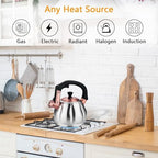 Stainless Steel Tea Kettle for Stove Top Teakettles Stovetop Whistling with Heat Proof Ergonomic Handle 2.5 Quart - Image 4