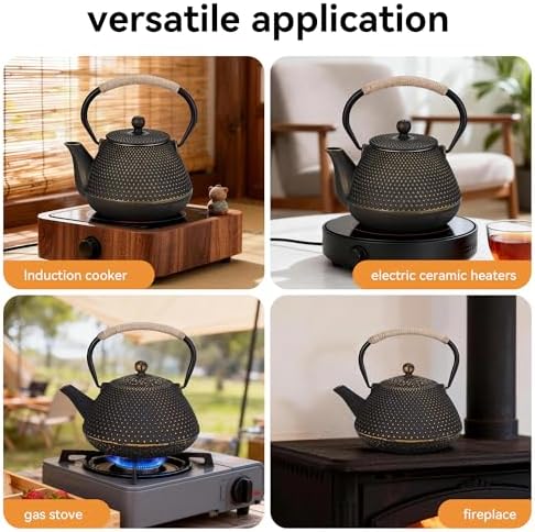 Cast Iron Tea pot, 34oz Japanese Tetsubin Teapot with Infuser for Stove Top, Tea Kettle Coated with Enameled Interior for Loose Leaf and Tea Bags, Ideal for Tea Steeper - Image 6