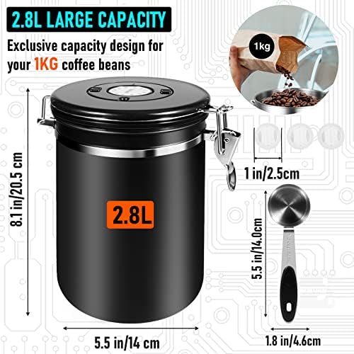 BISNIE 39OZ Coffee Canister, Coffee Container Airtight for Ground and Bean - Image 2