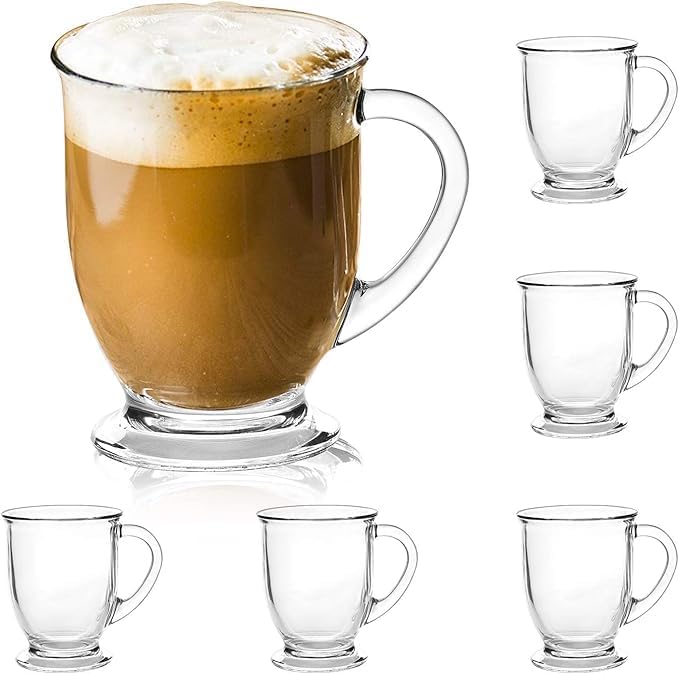 450ml Glass Coffee Mugs – Set of 2 | Clear Coffee Cups with Handles | Perfect for Latte, Cappuccino, Espresso, Tea & Hot Beverages - Image 2