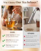2 Pack Tea Infuser & Tea Scoop Set, 2-in-1 Loose Leaf Tea Brewing Kit, Extra Fine Mesh Stainless Steel Tea Strainer with Rotating Scoop Design, Easy Fill Reusable Tea Steeper for Tea, Spices & Herbs - Image 5