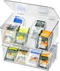 ZEXALOR Plastic Clear Storage Containers, Set of 2 Tea Bag Organizer Boxes 8 Compartments with Lids, Underwear Tie Drawer Organizer, Dresser Organizer (10.8×7×3.7") by ZEXALOR