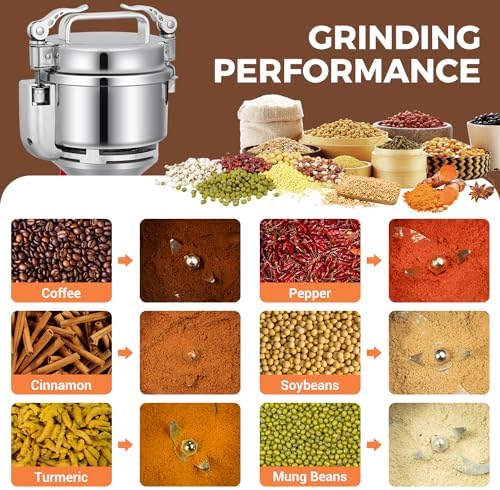 LEEVOT Grain Mill 300g Commercial Spice Grinder Electric 1200W Stainless Steel Pulverizer Dry Grinders for Grinding Wheat, Oats, Corn, Pepper, and Coffee Beans – Grinder for Kitchen. - Image 5