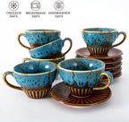2 oz Espresso Cups with Saucers Set of 6, Ceramic Tea Cup for Latte, Coffee - Image 3