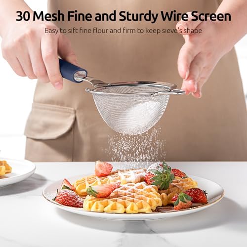 U-Taste 18/8 Stainless Steel 18/8 Stainless Steel 3.35in 30 Mesh Kitchen Food Sieve (Midnight Blue) and 18/8 Stainless Steel 7" Mini Whisk for Cooking - Image 5
