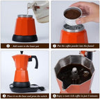 LAOION 6 or 3 Cup Electric Moka Pot, Cafeteras Electricas Modernas-Orange - Image 4