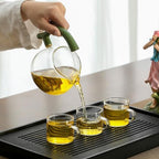Glass Kungfu Teapot Set Tea maker with Infuser Semi Automatic Tea Set (Green girl) - Image 6