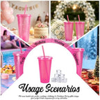 36 Pcs Hotpink Tumblers with Straw & Lid - 24oz Coffee Cups - Image 5