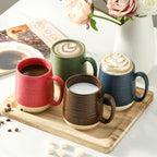 HASENSE 15 Ounce Porcelain Coffee Mugs Set of 4 with Large Handle Perfect for Coffee, Tea, Milk, Chocolate and Latte, Unqiue Glaze Ceramic Coffee Cups Set for Man and Woman, Colorful - Image 3
