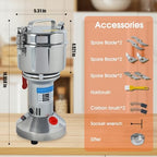 2000W Electric Grain Mill Grinder - 550g High-Speed Stainless Steel Dry Food Grinder for Coffee, Spices, Nuts & Herbs | 28000 RPM | 3 Blades | Commercial & Home Kitchen Use - Image 2