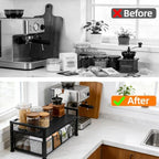 Tea Bag Organizer, Wooden Tea Box with Drawer and Top Tray, Black - Image 7