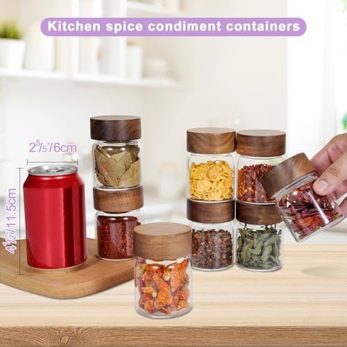 4 oz Glass Spice Mason Jars with Screw Wood Lid 8 pcs Airtight Small Glass Jars Seasoning Herb Containers Food Storage Canister for Sugar Coffee Bean Ground Pantry Cookies Salt (4oz(118ml)*8 pack) - Image 7