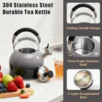2.5 Qt Whistling Tea Kettle for Stovetop, Black - Image 4