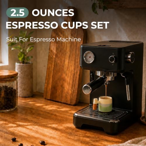 2.5oz Ceramic Espresso Cups, Earthy Colors, 75ml - Image 4